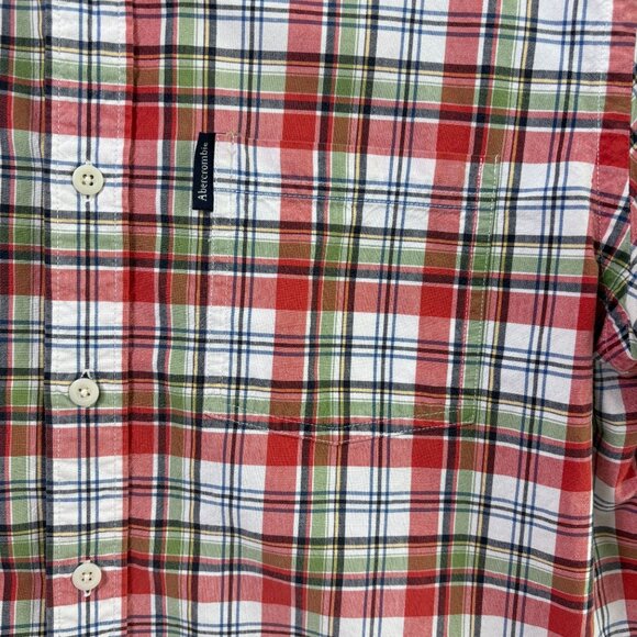 Abercrombie & Fitch Red Plaid Casual Button Down Shirt - Picture 3 of 9